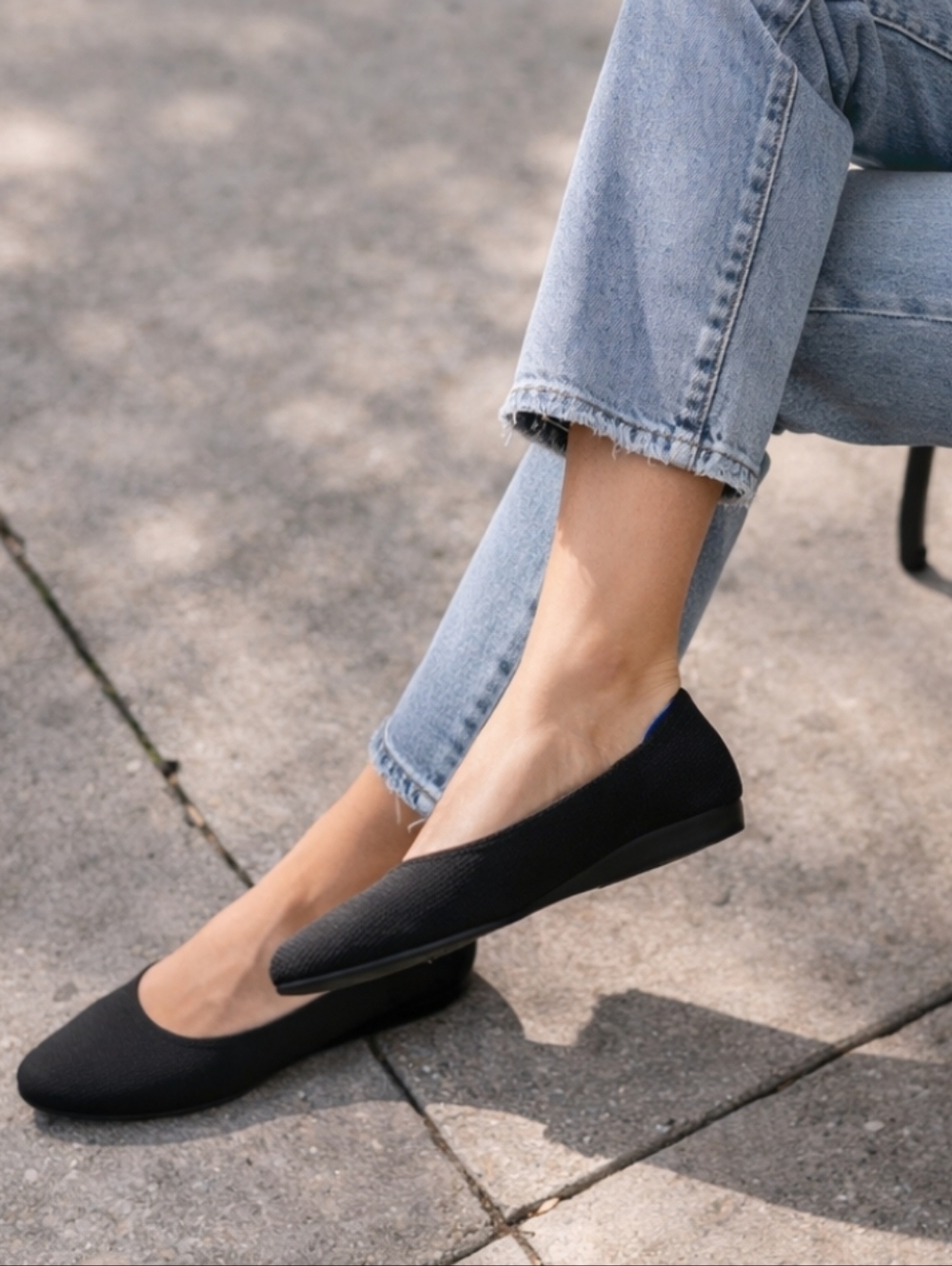 Rothy’s Black Knit Flats Size 8.5 | Washable Comfort Slip-On Shoes